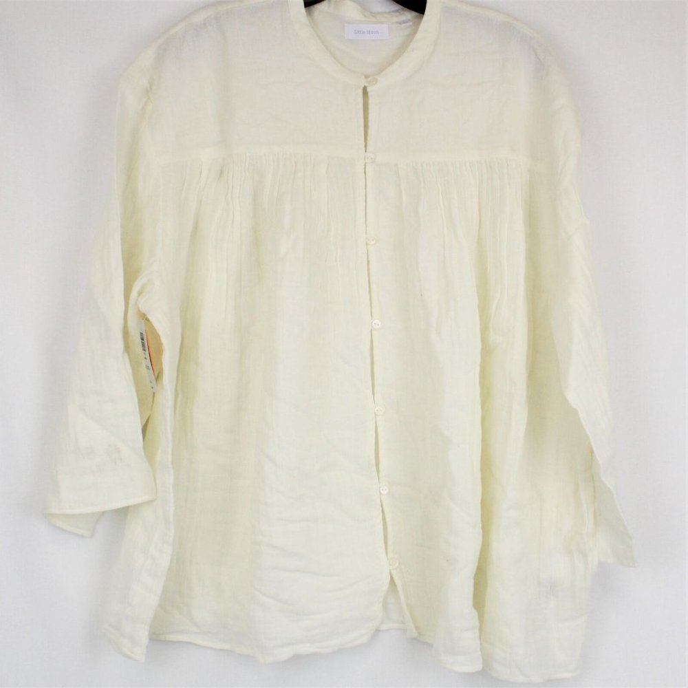 Aritzia Little Moon Sofia Blouse Button-Up Tunic in Light Birch - FCM23